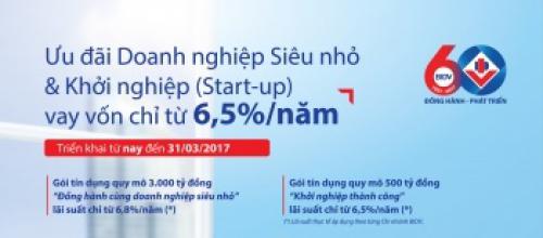 BIDV cho DN siêu nhỏ và khởi nghiệp vay vốn với lãi suất chỉ từ 6,5% năm